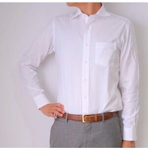 Uniqlo easy care, stretch, slim fit, long sleeve  shirt, Cotton spandex .White L